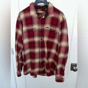 Orvis heavy weight plaid flannel shacket shirt jacket men's sz XXL EUC